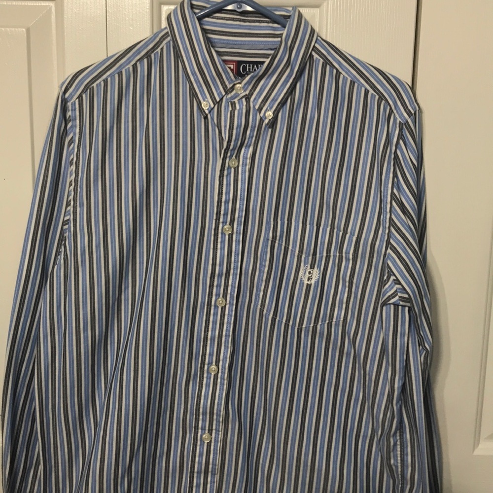 CHAPS Mens Vertical Stripe Dress Shirt Size Medium